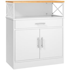 Shintenchi Kitchen Buffet Cabinet with Adjustable Shelf, Modern Kitchen Storage Cabinet,Farmhouse Coffee Bar Cabinet（White）