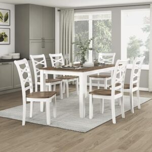 Lexicon Dining Table Set for 6 with Chairs, Wood 7 Piece Farmhouse Dining Room Table and Chairs Set of 6, Cross Back, Easy Assembly Seater for Indoor Home, Dinner, Kitchen, Cherry/White