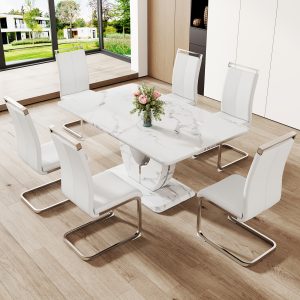 Comedor blanco moderno de siete piezas