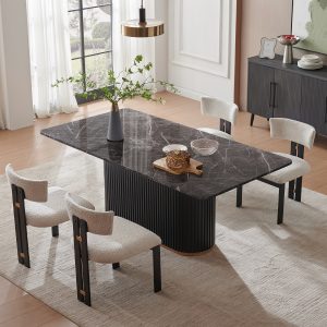 Comedor moderno efecto mármol de cinco piezas