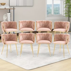 Sillas de comedor de terciopelo — 8 piezas