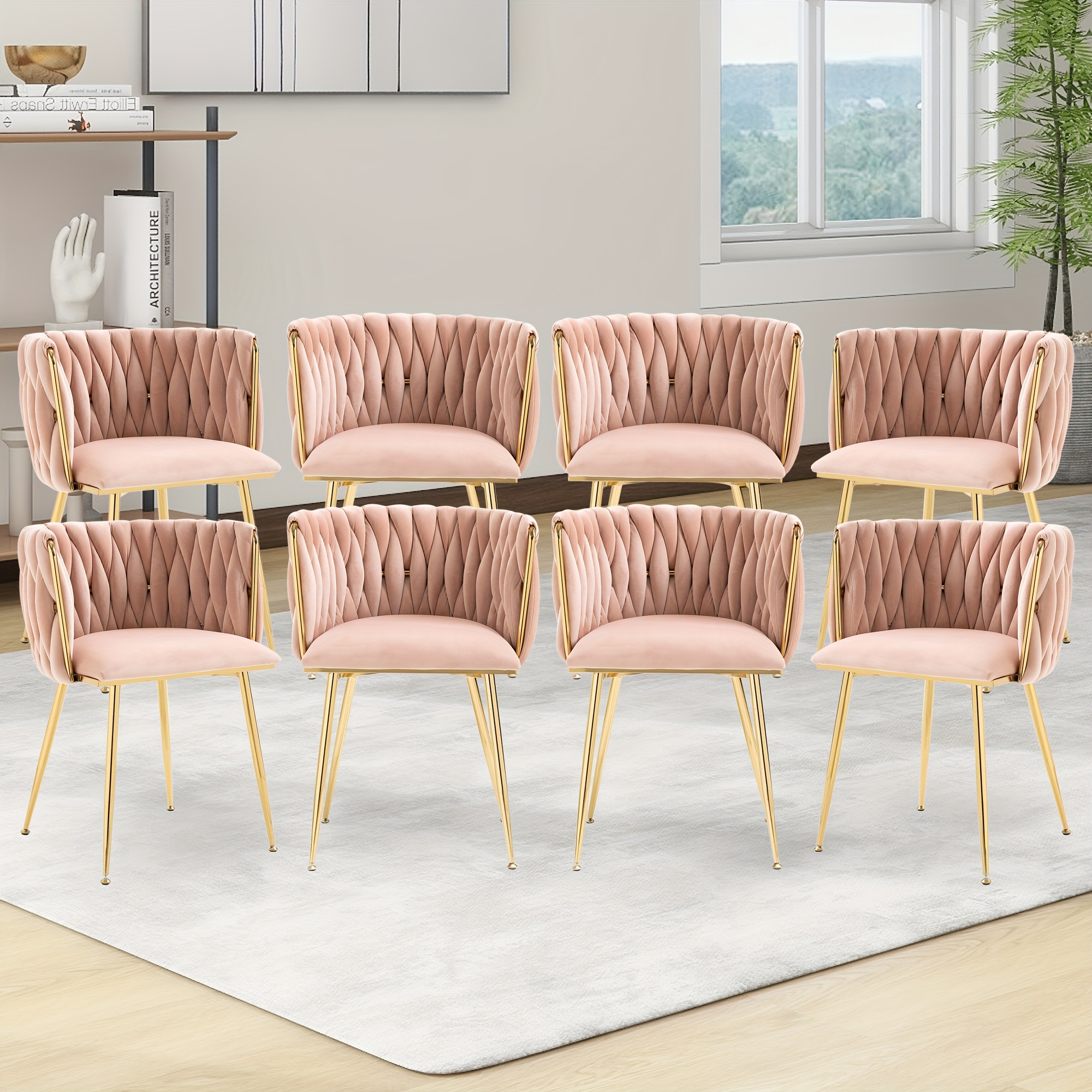 Sillas de comedor de terciopelo — 8 piezas