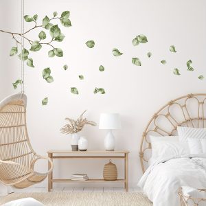 Vinilo decorativo de ramas y hojas en acuarela