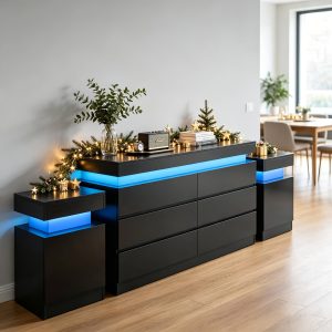 Conjunto de cómoda y dos mesitas modernas